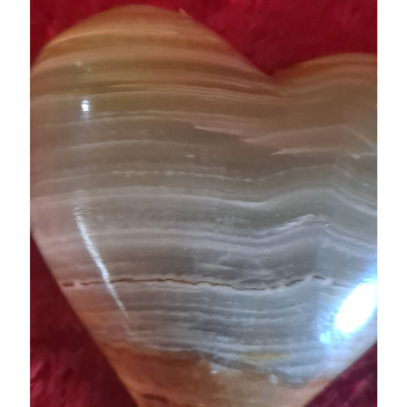 Amber Sardonyx Heart Shape Bowl Banded Gemstone Onyx Mineral 2 5/8 Inches - Picture 4 of 11